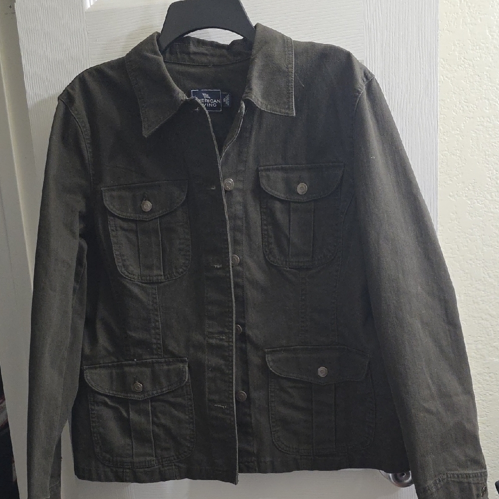 American Living Dark Olive Green Denim Jacket Size XL
